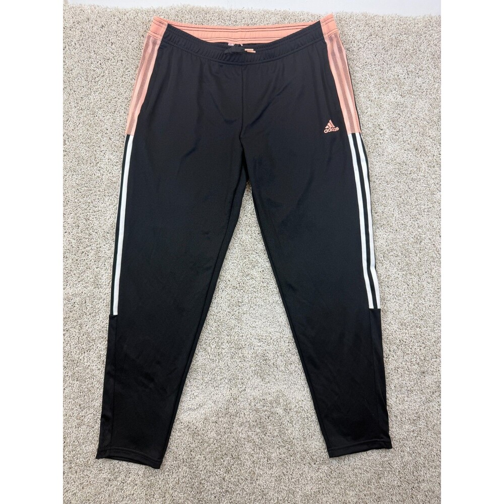 NWT Adidas Tiro 21 Womens XL Black Glow Pink 3 Stripe Track Pants GQ1054 Soccer